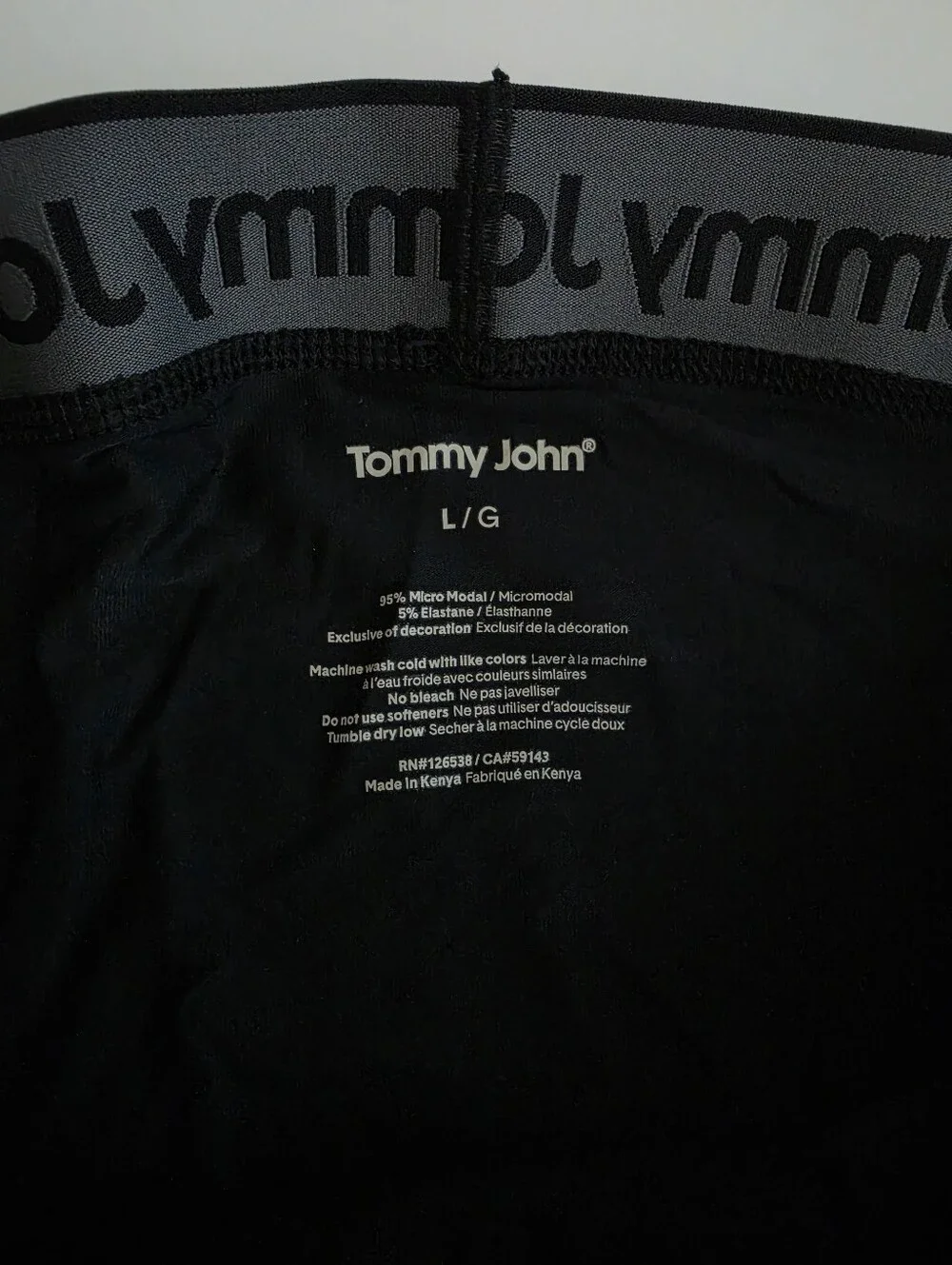 Men's Tommy John Boxer Briefs Underwear Black Size L